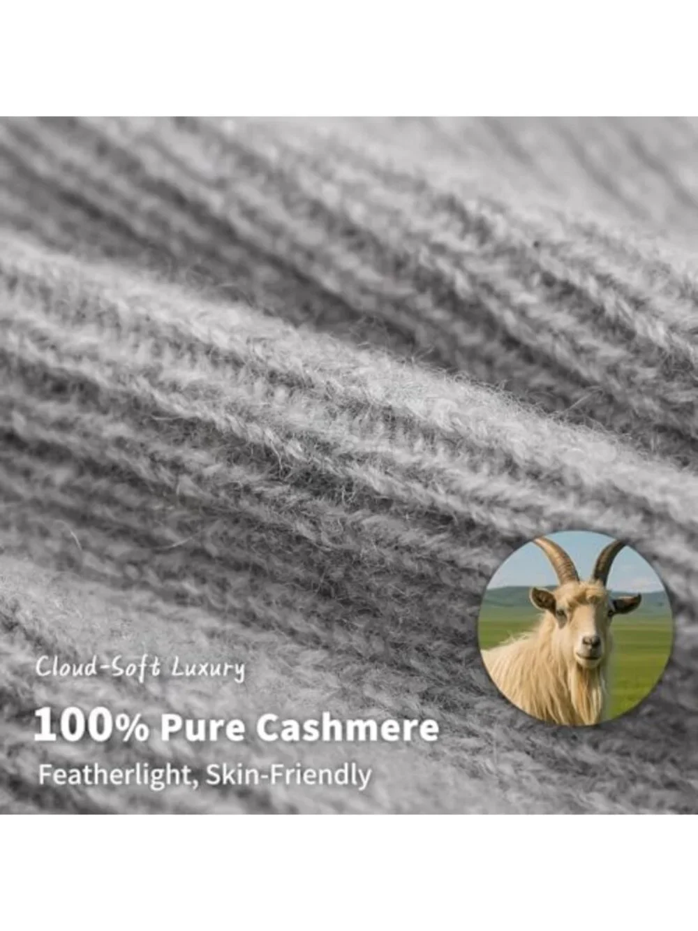 Luxurious 100% Cashmere Beanie for Women, Soft Knit Winter Hat with Gift Box